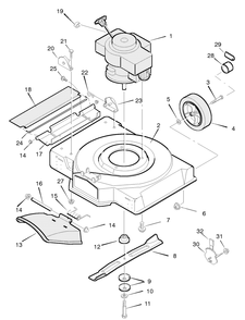 Mower Housing Assembly Diagram and Parts List for 20255X19C 1996 Briggs and Stratton Lawn Mower